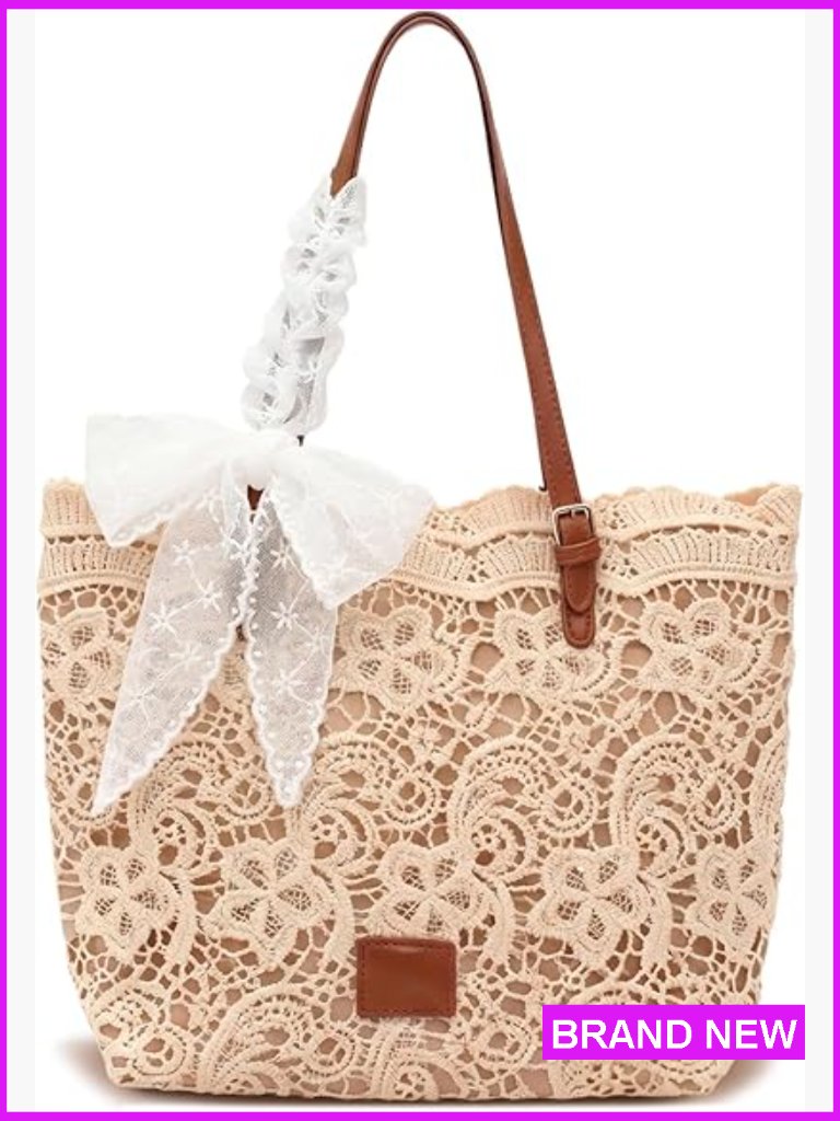 Lace Bohemian Shoulder Bag Tote Beach Vacation Purse Large Capacity Boho